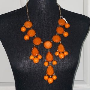 New chunky bright tangerine orange statement necklace